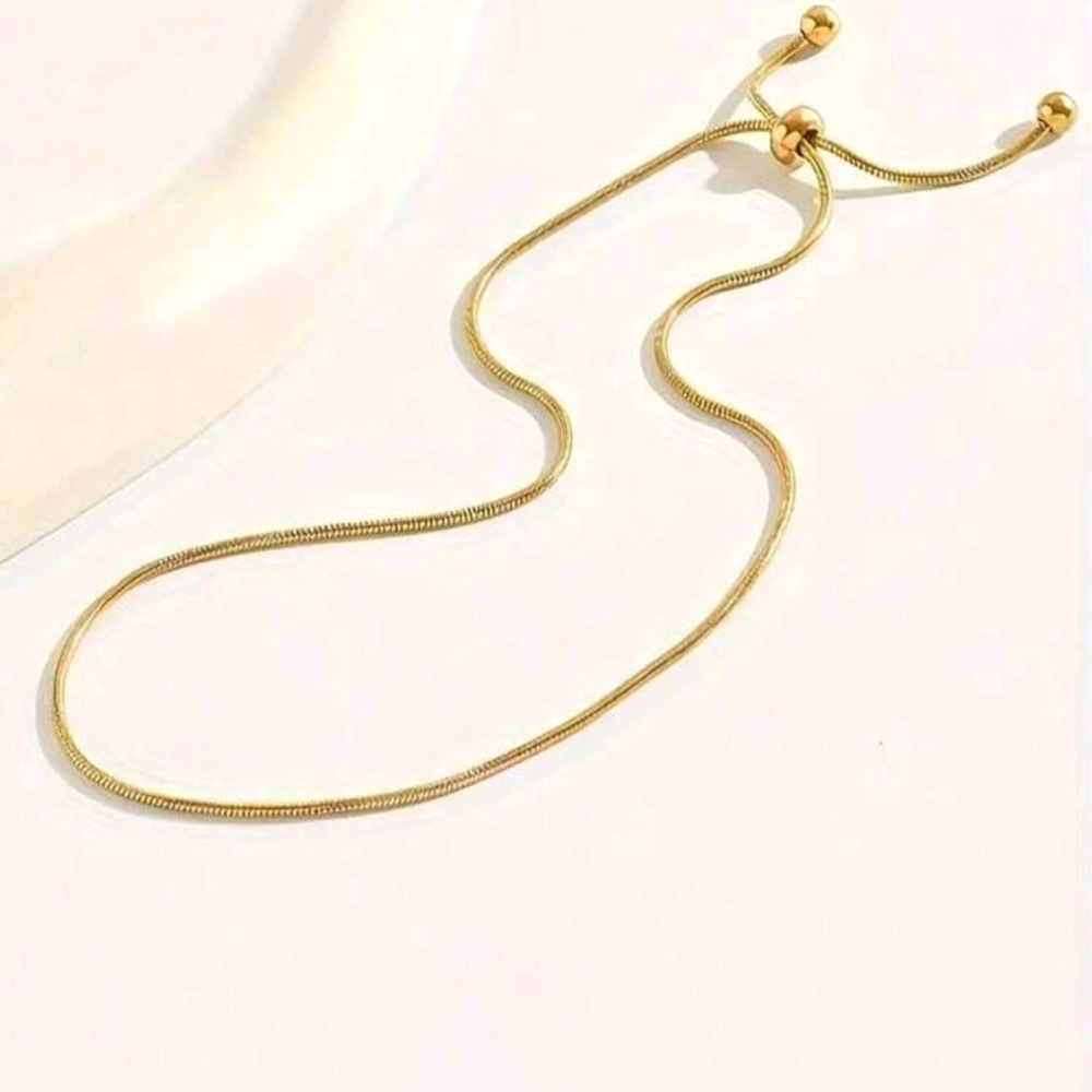Delicate Gold Anklet with Slider Beads - Picture 3 of 5
